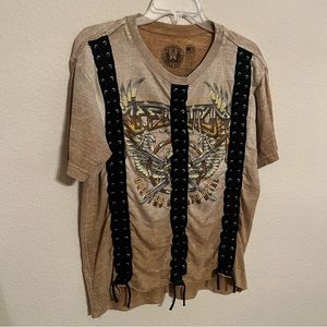 Affliction Graphic T-Shirt Women's Maryrs Of Death Metal Tour Tee Lace Front